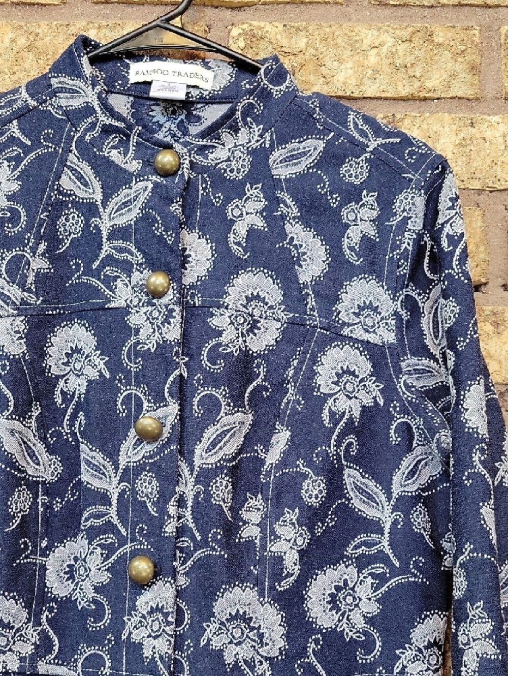 Bamboo Trader Jacquard Floral Embroidered Jacket Size Large Stretch - Picture 4 of 15